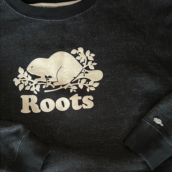 Roots black Sweatshirt with White Beaver Design - Picture 2 of 6